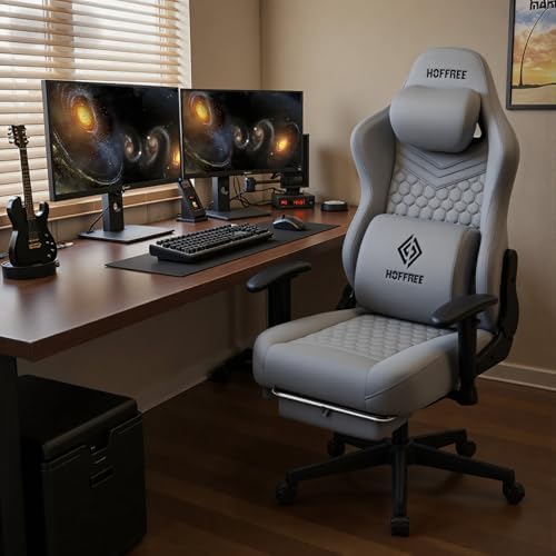 Gaming Chair with Massager 165° Reclining Computer Chairs Suede Fabric-Grey | Ergonomic Video Game Cahirs for Adults High Back Gamer Chair with Footrest Pocket Spring Silla Gamer with Lumbar Support - Image 2