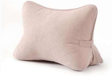Pat. Pend. Corduroy Back Support Pillow for Sitting, Ideal for Expecting Moms, Low Back Cushion for Bed Sitting, Reading & Relaxing, Ergonomic Triangle Backrest, Washable Cover, Pink by Ailuteie