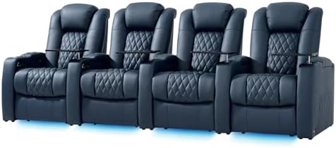 comfiroom Top-Grain Leather Home Theater Seating, Dual-Motor Power Recliner by comfiroom