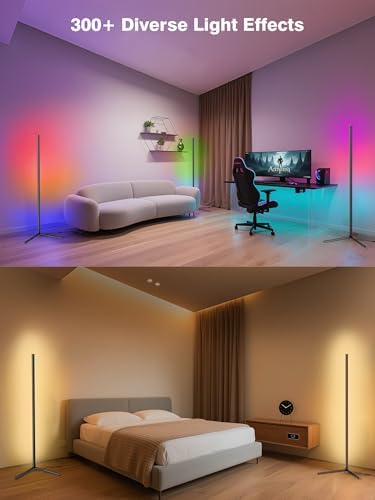 RIYO LED Corner Floor Lamp App Remote Control Music Sync Ambient Lamp - Image 2