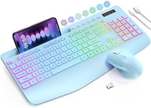 SABLUTE Wireless Keyboard and Mouse Combo, 9 Backlit Effects, RGB, 2.4GHz by SABLUTE