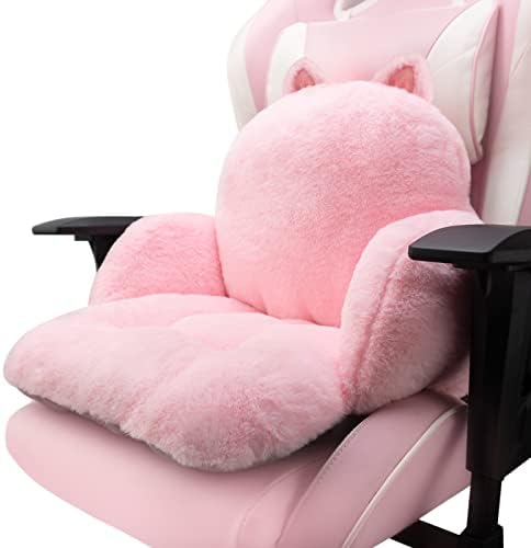 Pink Chair Cushion, Cute Chair Cushion, Pink Cat | Soft Seat Cushion For Office Desks, Gaming and Adult Floor Seating, 17 X 16.5 In, for Bedroom Playroom Dining Living Room by QYA