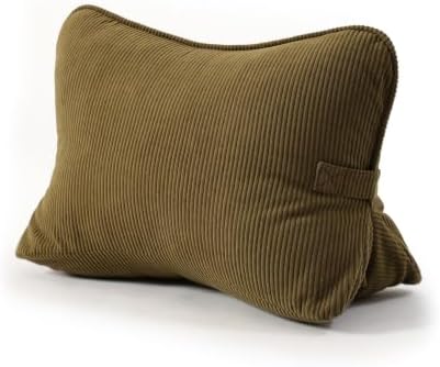 Pat. Pend. Corduroy Triangle Back Pillow with Lumbar Support, Sitting Support Cushion for Bed or Sofa, Relaxing Backrest Pillow, Martini Olive by Ailuteie