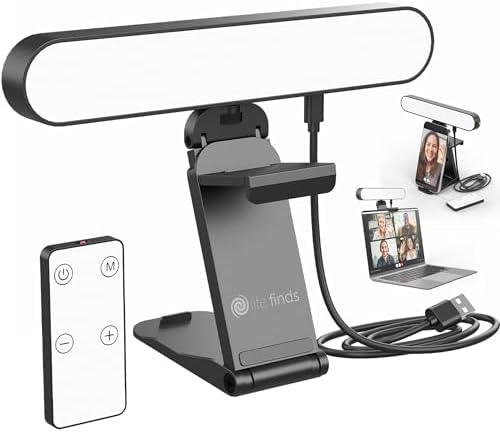 Life Finds Webcam Light for Streaming on Monitor or Laptop, Freestanding Video Conference Lighting, USB-C Connectivity, Remote Control Included, Black, LF-WL1 by LifeFinds