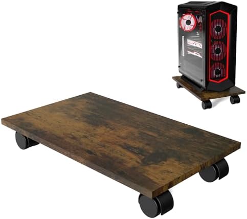 CPU Stand、Computer Tower Stand、Mobile CPU Holder with 4 Caster Wheels Fits for PC、Printer、Most Computer Tower、Office、Home、Planter Caddies、Dog Bowl Stand (Vintage) by WEGASTU