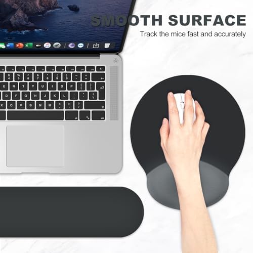 AIMSA Mouse Pad with Wrist Rest Support, Keyboard Wrist Rest Set, Ergonomic Memory Foam Mousepad for Computer Keyboard, Easy Typing and Pain Relief, Black Gray - Image 5
