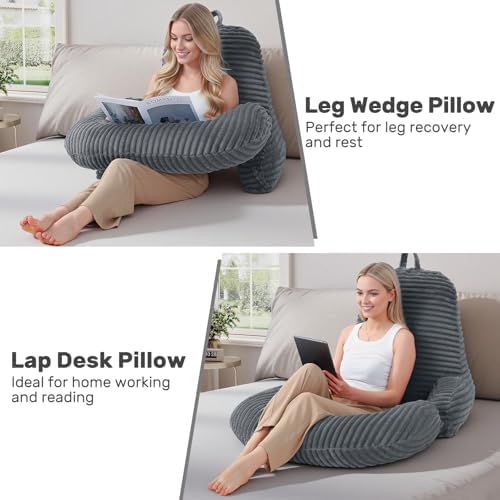 Reading Pillow for Bed, Backrest Pillow with Arms for Adult - Image 2