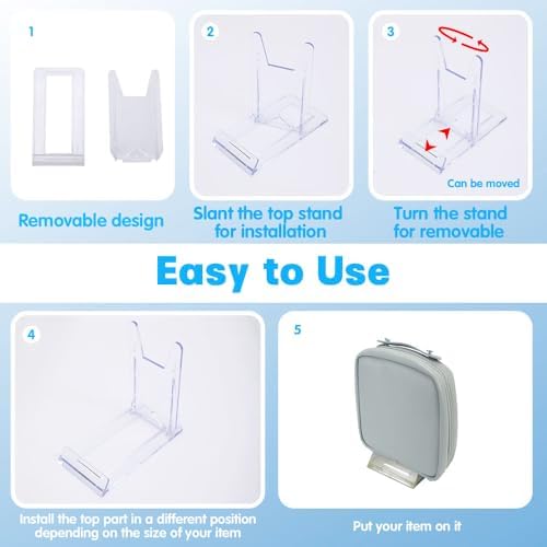 12 Pcs Adjustable Acrylic Display Stand, Clear Purse Stand Holder for Wallet Handbag Bag Jewelry, Plate Display Stands for Book Stationary Gameboy Handhelds & N64 Controllers Cards - Image 5