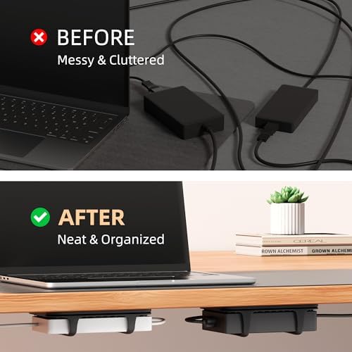 ELETIUO Universal Silicone Laptop Charger Holder,Under Desk Power Brick Mount Organizer for Charging Brick & Cables,Flexible Non-Slip Power Bricks Mount,Secure Supply Holder for Laptop Charger,Black - Image 3