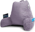 Nestl Reading Pillow with Shredded Memory Foam, Luxe Cut Plush Back Pillow for Sitting Up in Bed, Back and Arms Adjustable Support for Adult & Teens, Backrest Pillows with Washable Cover Dusty Purple by Nestl