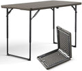 Folding Table, 4FT Foldable Picnic Table with Carrying Handle, Heavy Duty Fold-in-Half Portable Table for Weddings, Camping, RV Travel, Parties, BBQs, and Indoor Use, Easy to Fold and Store, Khaki by FoldingFurniture