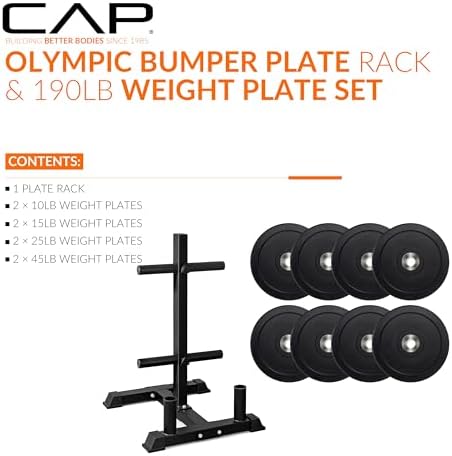 CAP 2-inch Olympic Bumper Plate Weight Set | 100-370 lbs | Multiple Colors | Storage Rack Optional - Image 2