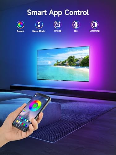 KANTUTOE TV LED Lights, 13.1ft LED Lights for 43-65in TVs, RGB TV Backlight Behind with Music Sync Bluetooth APP and Remote Control Strip Light USB Powered for Bedroom Gaming Room Decor - Image 2