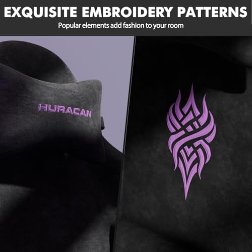 Ferghana Velvet Fabric Gaming Chair - 20.5″ Wider Seat Cushion, Fire Embroidery, Ergonomic High Back Game Chair with Footrest | Computer Chair with Massage Lumbar Support for Adult, Black - Image 5