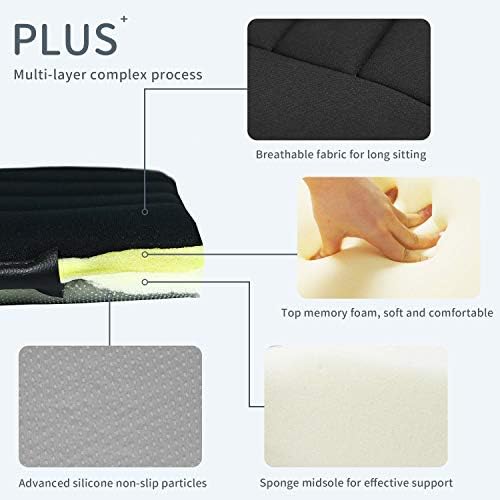 Car Seat Cushion Pad for Driving, Chair Cushion for Office/Truck with Memory Foam, Seat Cushion Comfortable and Durable Black 2" Thick - Image 2