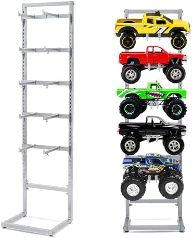 AceOrbit Rc Car Stand 5 Layer Adjustable Wall Mount Car Display Rack with Screws Crawler 15" x 13" x 60" Storage System for 1/10 1/12 1/18 1/24 1/32 Multiple Scale Cars/Trucks Stand Shelf(Silver) by Unknown