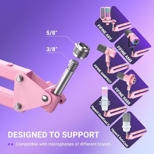 FIFINE AmpliGame BM38P Metal RGB Microphone Boom Arm for Gaming Streaming - Image 5