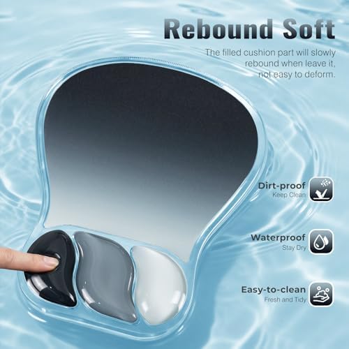Ospelelf Mouse Pad with Wrist Rest Set Gel Ergonomic Keyboard Wrist Support Anti-Slip Rubber Bottom Office Women Desk Accessories for Computer, Laptop and Gaming, Black and Grey - Image 3