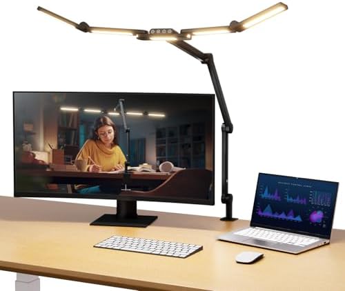 NEEWER Basics 32.5" Clip On Desktop LED Light for Home Office, 23W LED Dimmable Architect Lamp with Table Desk Clamp, 5 Light Bars, Computer Drafting Video Conference Atmosphere Lighting, DL01 by Neewer