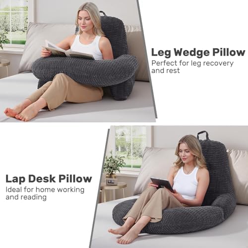 Reading Pillow for Bed, Backrest Pillow with Arms for Adult - Image 2