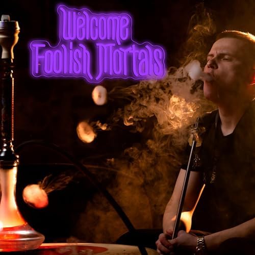 Welcome Foolish Mortals Neon Sign,Dimmable Spooky Gothic Purple Haunted Mansion Coffin LED Neon Signs for Wall Decor,USB Powered Led Neon Light for Haunted House Man Cave Halloween Party Birthday Gifts - Image 3
