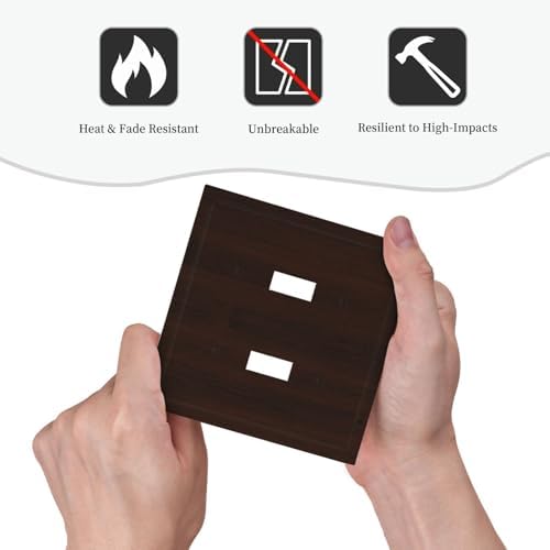 Decorative Light Switch Cover Plate Rustic Vintage Dark Brown Wood Grain 2 Gang Switch Plate Covers Double Toggle Wall Plate Dual Device Electrical Switchplate Dimmer Faceplate Farmhouse - Image 6