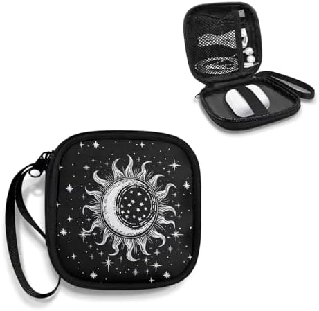 Sun and Moon Headphones Carrying Case, Travel Portable Storage Bags for Bluetooth Wireless Headphones, Cords, Cable, Earbuds, Charger, USB Flash Driver, MP3 - Image 2