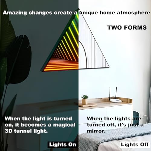 3D Infinity Mirror Light, 12in/30cm Triangle RGB Tunnel Light, 358 LEDs - Image 2