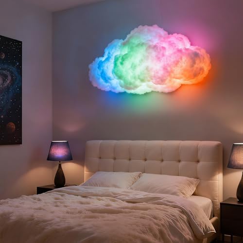 STHF DIY USB-Powered Thundercloud LED Light Decor | 3D Shapable Clouds Lamp, Unique Room Decor & Night Light for Bedroom, Gaming Room, Ceiling Ambiance & Party (4-Meter Cloud) - Image 5