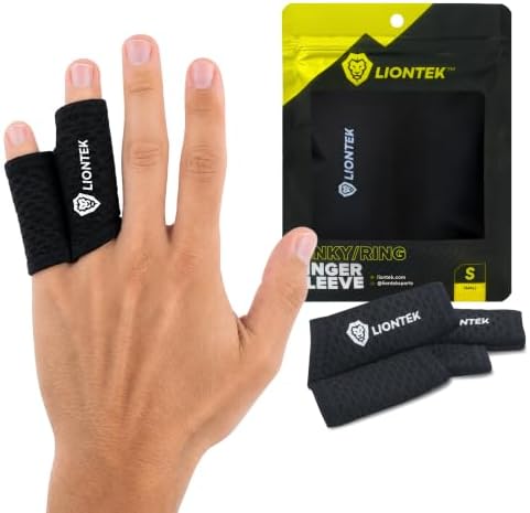 LIONTEK Pinky-Ring Flow Finger Sleeve V3 Pair — Joint Support & Compression for Activity, BJJ, Fitness, Volleyball, Basketball, and More (Small) by LIONTEK