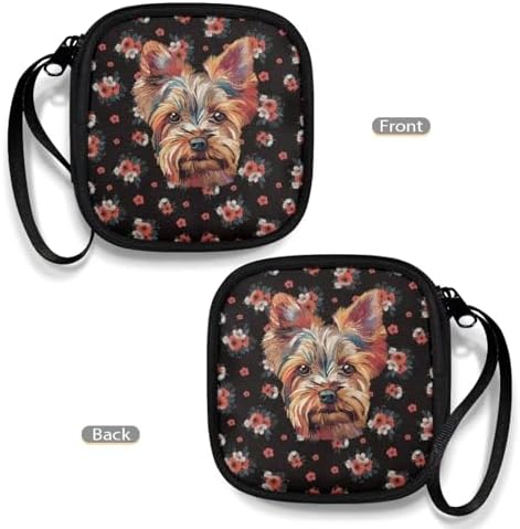 Dog and Flower Headphone Bag Travel Headphones Carrying Case, Protective Shell Travel Bag for Cable, Charger Storage for Earphone, Earbud, Earpieces - Image 4