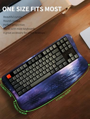 Ergonomic Wave Wrist Rest with Keyboard Stand, Cushioned Palm Rest, Comfortable Integrated Memory Foam for Natural Typing and Relieve Wrist Pain, Moon and Starry Sky - Image 6