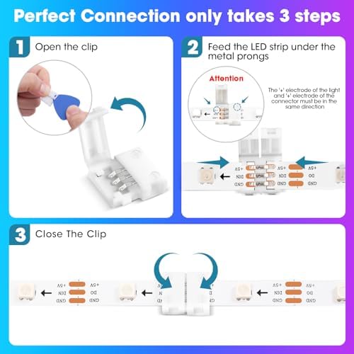 10Packs 3-Pin RGB LED Light Strip Connectors 10mm Unwired Gapless Solderless Adapter Terminal Extension - Image 4