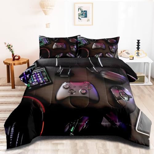 Gaming Comforter for Boys Teens,Game Bedding Sets Full,Kids Gamer Comforter Set,Video Game Bedroom Bed Set Controller Duvet All Season 3 Piece by GRATTIOC