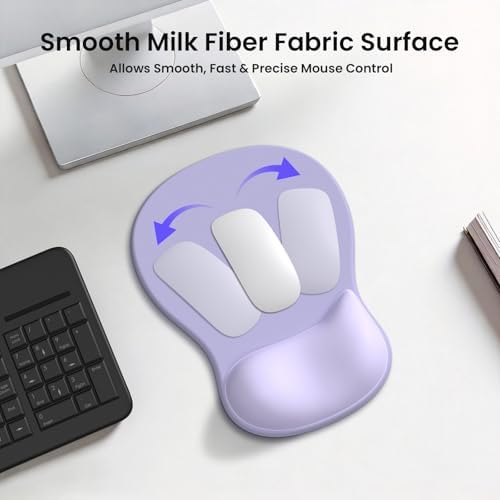 AKIT Ergonomic Mouse Pad and Keyboard Wrist Rest Set,Memory Foam,Purple | 3-in-1 Set Includes Mouse Pad and Keyboard Wrist Rest Memory Foam for Comfort Non-slip Base Suitable for Home Office Gaming - Image 5