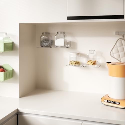 6 Inches Clear Small Wall Shelves, Acrylic Floating Shelf for Small Space, Acrylic Display Ledges for Funko Pop Figures, Home Décor, Plants, Smart Speaker, Digital Clock, 4 Pack - Image 6