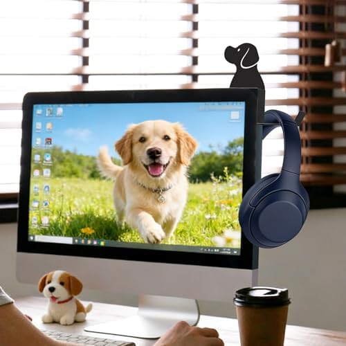 Metal Dog and Cat Headphone Holder for Monitor, Labrador, Black - Image 6