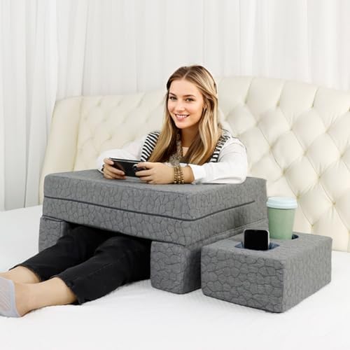 Bespilow Memory Foam Lap Desk Pillow for Adults - Extra Large Gaming Pillow for Lap, Laptop Couch Desk with Arm Rests & Independent Cup Holder, Ergonomic Bed Desk for Keyboard, Mouse & Working by cervicalpillow