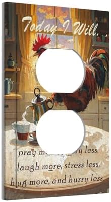 Outlet Covers Vintage Funny Chicken Rooster Decorative 1 Gang Duplex Light Switch Cover Plate Single Electrical Receptacle Wall Plate Plug Switchplate Faceplate for Kitchen Decor - Image 2