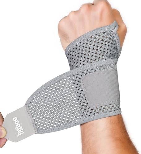 2-Pack Ultra-Thin Wrist Braces, Breathable Comfort Mesh Fabric Support for Pain Relief - Ideal for Carpal Tunnel, Tendonitis, Sports, Fitness and Daily Use - Adjustable Wrist Support (Gray) by HGBOOTECH