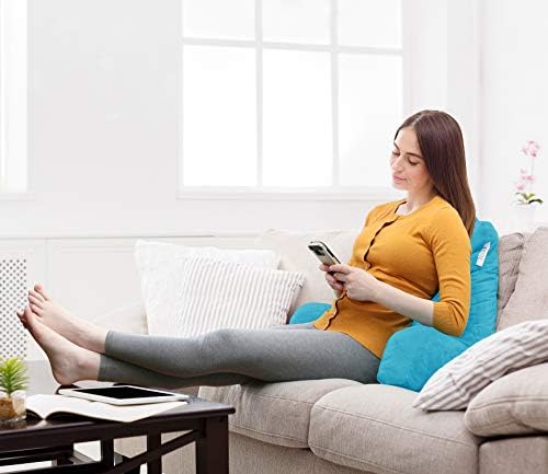 Nestl Reading Pillow with Shredded Memory Foam, Designed for Sitting Up in Bed and Couch, Back and Arms Adjustable Support for Adult & Teens Backrest Pillows for Reading, Washable Cover, Bright Blue - Image 7