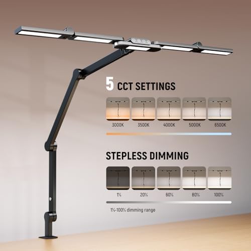 NEEWER Basics 32.5" Clip On Desktop LED Light for Home Office, 23W LED Dimmable Architect Lamp with Table Desk Clamp, 5 Light Bars, Computer Drafting Video Conference Atmosphere Lighting, DL01 - Image 4