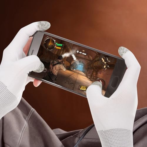 Toddmomy 2 Pairs Mobile Gaming Gloves for Sweaty Hands - Anti-Sweat Breathable Mobile Finger Sleeves, Game Gloves Thumb Sleeves for Gamer, Game Streamer, Black and White - Image 2