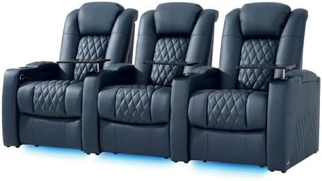 comfiroom Top-Grain Leather Home Theater Seating, Dual-Motor Power Recliner by comfiroom