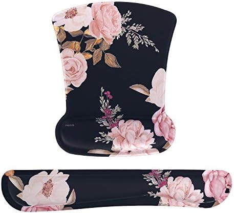 MOSISO Peony Wrist Rest Support for Mouse Pad & Keyboard Set, Black by MOSISO