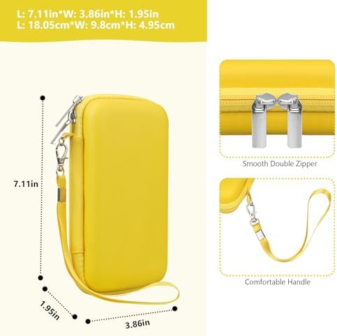 Supmay Hard Travel Case for My Arcade Pac Man Pocket Player Handheld Game Console, Portable Video Game System Handheld Game Protection Case with Mesh Pocket for Batteries and USB-C Cable, Yellow - Image 3