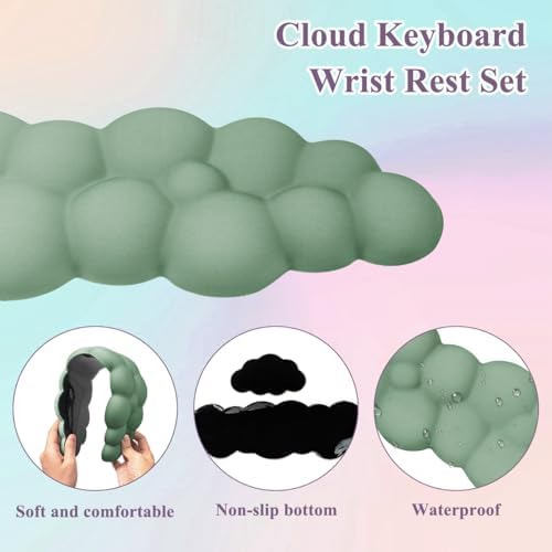 Gaming Desk Mat with Keyboard Wrist Rest Set, 4 in 1 Mouse Pad Set | Large Mouse Pad & Cloud Keyboard Wrist Rest& Mouse Wrist Rest&Coaster, Comfort and Support for Typing and Gaming - Image 5