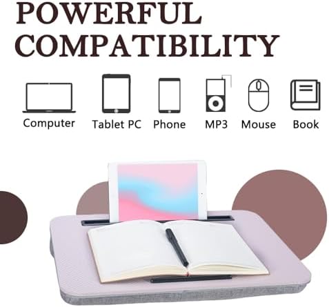 Portable Laptop Desk Fits Up to 16“ Laptops, with Tablet Slot, Built-in Cushion, Great for Home & Office,Lap Desk for Laptop,Lap Desk with Cushion (Grey Violet, Medium) - Image 6
