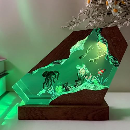 Epoxy Octopus Ocean Resin Lamp, Handmade Resin Night Light with USB Port - Image 5