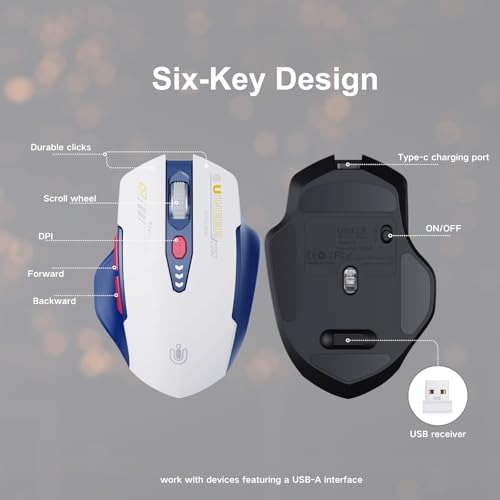 Uineer Wireless Mouse, 2.4GHz Rechargeable Computer Mouse, Battery Display - Image 6